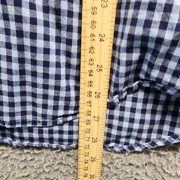 Old Navy Shirt Mens Large Blue Gingham Long Sleeve Button-Up Cotton Blend Casual - Picture 5 of 9